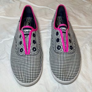 Keds | Champion Slip On Navy/Pink Checkered Plaid Gingham Sneakers - Size 9